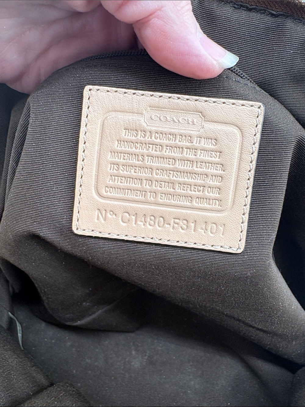 Coach Brown Perforated Signature Satchel with Tan Leather Trim - Picture 10 of 11
